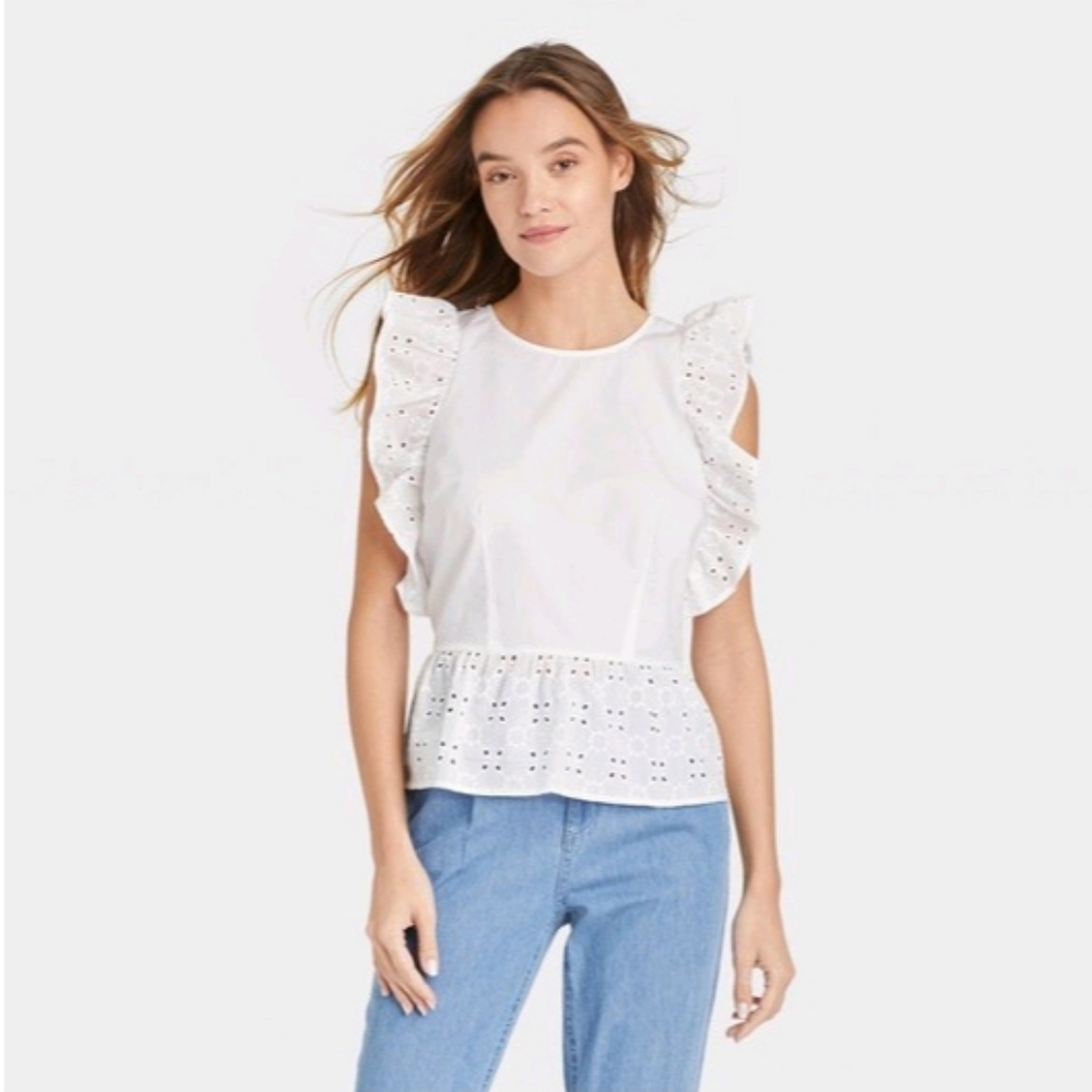 Women's Eyelet Tank Top - Who What Wear™ White Size Small New With Tags 9